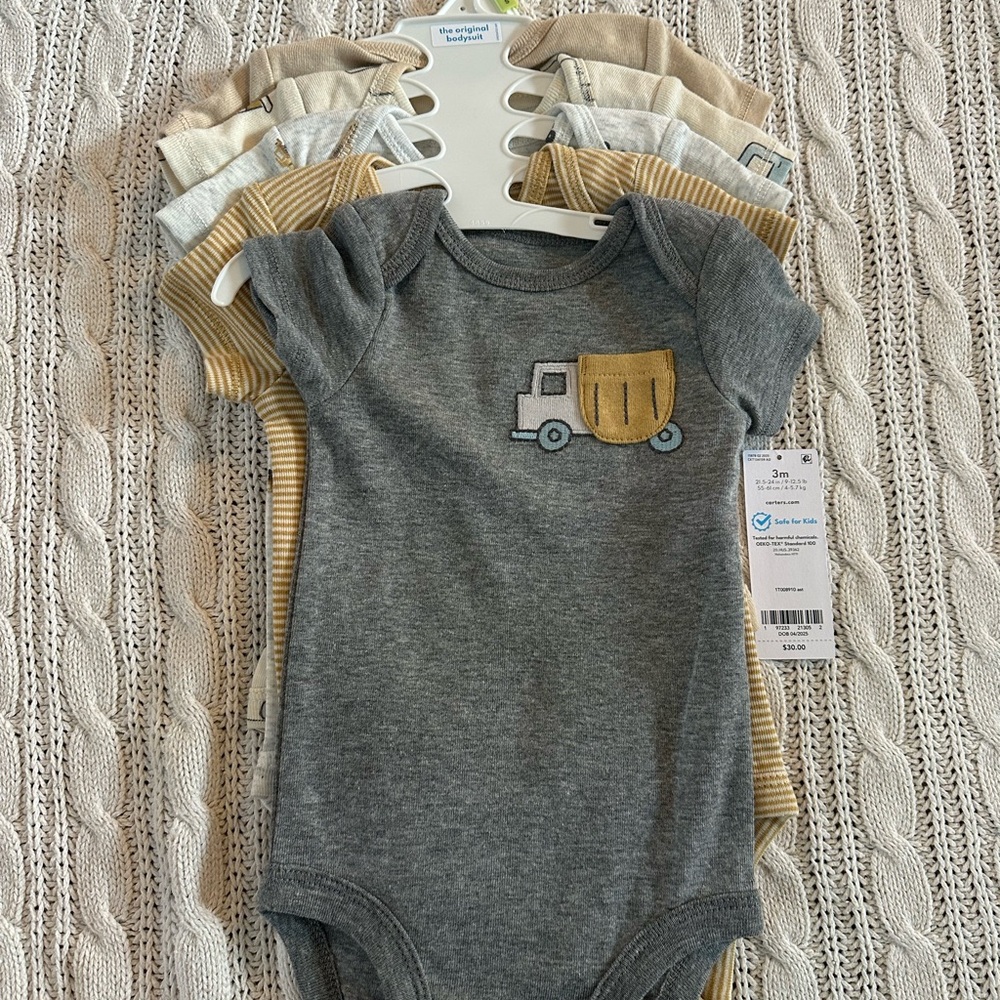 Carter's Gray and Yellow Truck Bodysuit Set